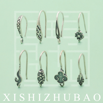 S925 sidabro ausų kabliukas – vintage matinė apdaila, mažas gėlių totemas, pusiau gatavas DIY papuošalas