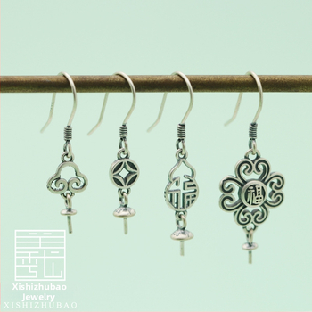 S925 sidabro ausų kabliukas – vintage matinė apdaila, mažas gėlių totemas, pusiau gatavas DIY papuošalas