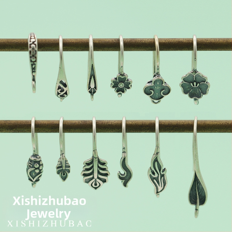 S925 sidabro ausų kabliukas – vintage matinė apdaila, mažas gėlių totemas, pusiau gatavas DIY papuošalas