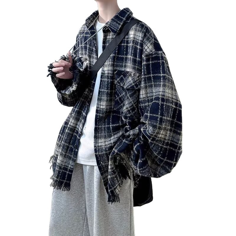 Shirt Jacket с свободна кройка, яка с ревери, каре модел, смес от химически влакна, полиестер 91–95%, безгладяща обработка, за пролет и есен