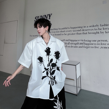 Muška pamučna košulja kratkih rukava s oštrim ovratnikom, slobodnog kroja, 98% pamuk, ljeto 2024.