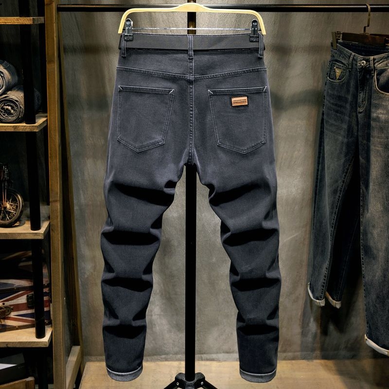 Jean bărbătești denim drept, talie medie, micro-elastic, fermoar (denim din bumbac, talie medie, croială dreaptă, micro-elasticitate, fermoar)