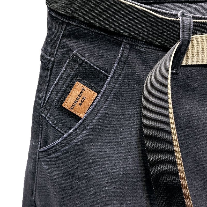Jean bărbătești denim drept, talie medie, micro-elastic, fermoar (denim din bumbac, talie medie, croială dreaptă, micro-elasticitate, fermoar)