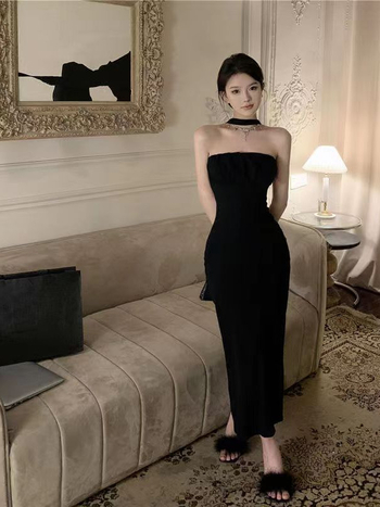 Haljina od poliestera s mašnicom, A-linija, srednja duljina, visok struk, bez rukava