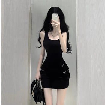 Rochie camisol Ice Silk, cu guler polo, mâneci scurte, fustă de lungime medie, poliester