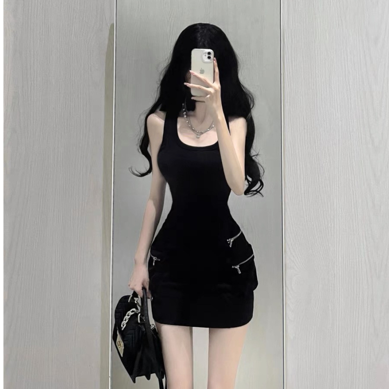 Rochie camisol Ice Silk, cu guler polo, mâneci scurte, fustă de lungime medie, poliester