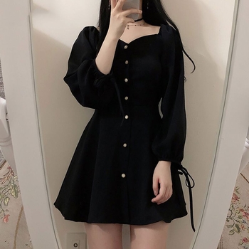 Haljina, Hepburn stil inspiriran, ulična moda, konopno platno (95%+), duga haljina, visok ovratnik, dugi rukavi