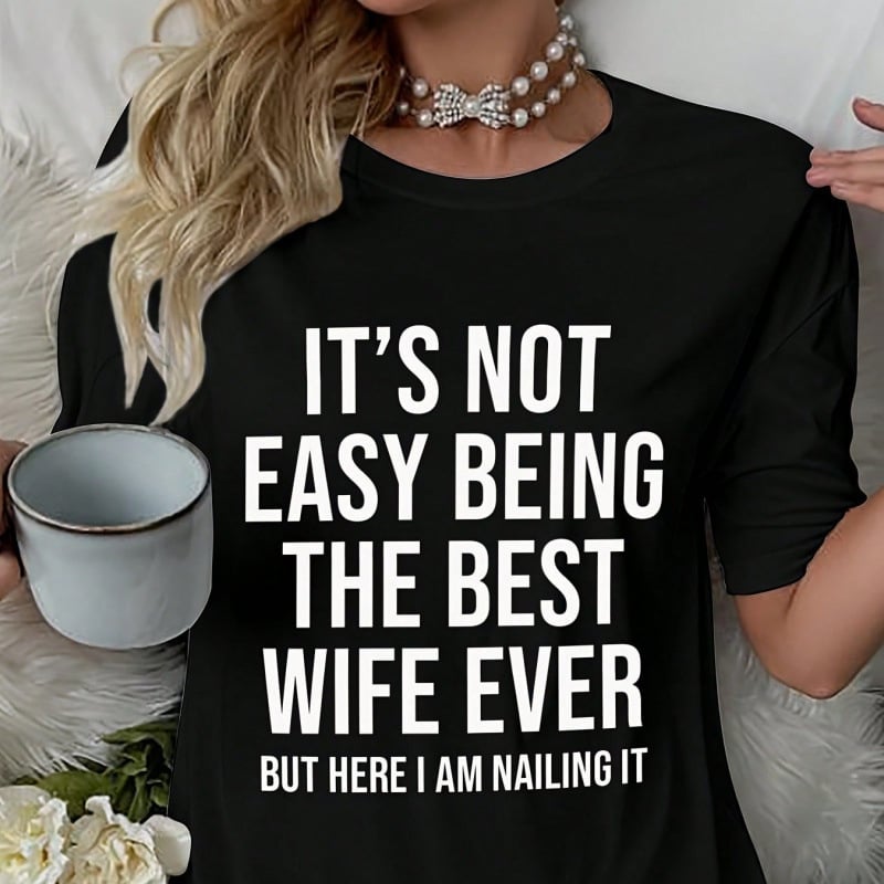 Rochie casuală de zi pentru femei cu imprimeu slogan; poliester; imprimeu cu litere/text; lungime medie; croială A-line; guler rotund