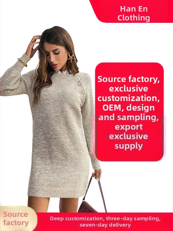 Haljina A-linije, okrugli izrez, dugi rukavi, poliester (Poliester; A-linija; okrugli izrez; dugi rukavi; kratka haljina)