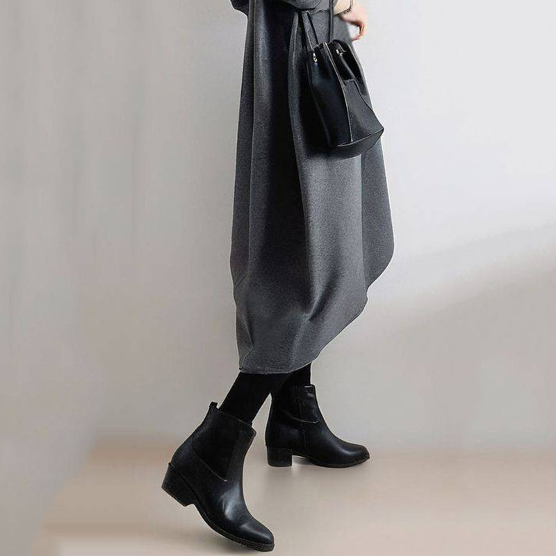 Haljina u japanskom stilu s patchworkom, okrugli izrez, olovka silueta, dugi rukavi, visok struk