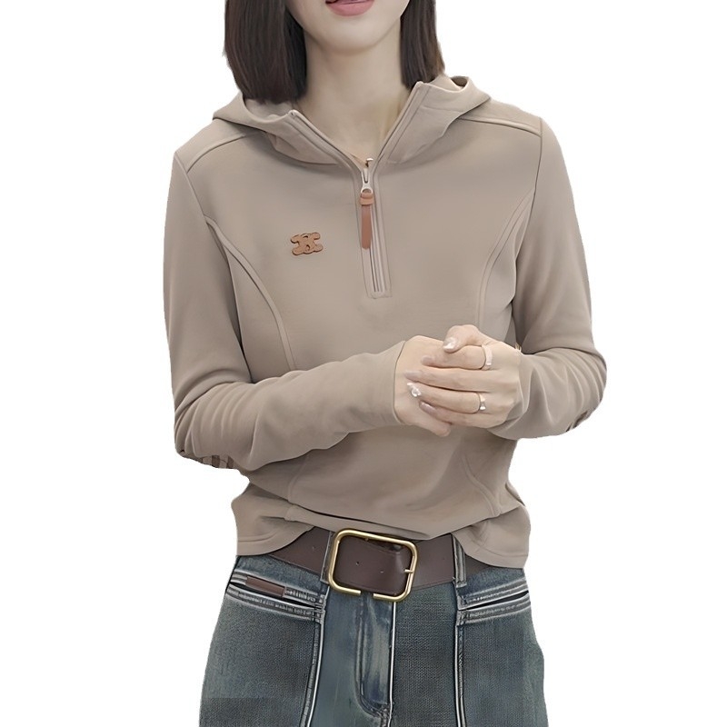 Ženski hoodie s kapuljom, dugi rukavi, slobodan kroj, 95% poliester i 5% spandex, jednobojna, svakodnevni stil