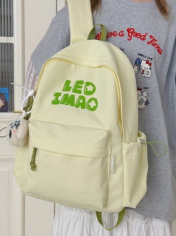 Dicarlo унисекс раница за училище от найлон, принт с букви, съвместима с 14-инчов лаптоп, водоустойчива, извити презрамки