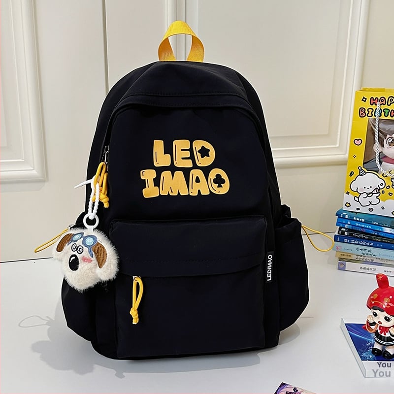 Dicarlo унисекс раница за училище от найлон, принт с букви, съвместима с 14-инчов лаптоп, водоустойчива, извити презрамки