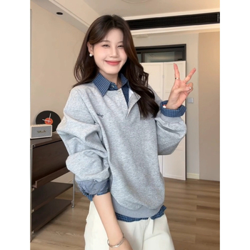 Hanorac de damă cu glugă și guler polo, croială lejeră, mâneci lungi, țesătură poliester