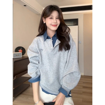 Hanorac de damă cu glugă și guler polo, croială lejeră, mâneci lungi, țesătură poliester