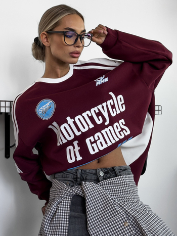 Ženski sweatshirt s tiskom slova, široka silueta, okrugli vrat, mješavina pamuka i poliestera, jesen 2024