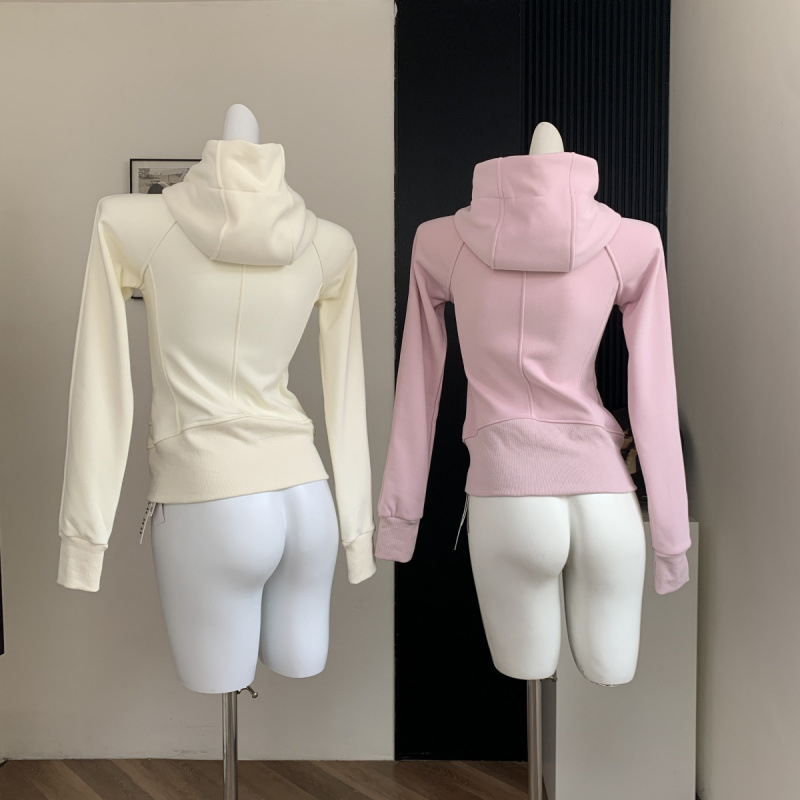 Cardigan pentru femei cu fleece – croială Slim, mâneci Raglan, fermoar