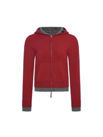 Reversinis vilnos kardiganas su gobtuvu, kontrastiniu užtrauktuku, ilgomis rankovėmis, 70–80% vilnos