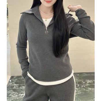 Cs sty Πλεκτό πουλόβερ με V-λαιμό, μακριά μανίκια, κανονικού μήκους, καθημερινό ιαπωνο-κορεατικό στυλ, Φθινόπωρο 2025