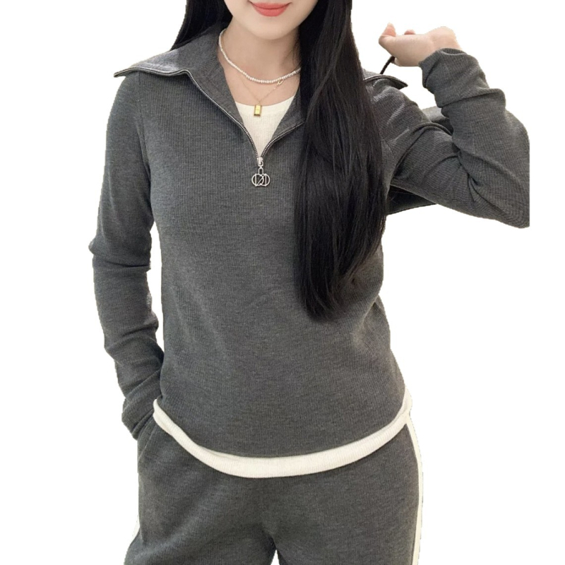 Cs sty Πλεκτό πουλόβερ με V-λαιμό, μακριά μανίκια, κανονικού μήκους, καθημερινό ιαπωνο-κορεατικό στυλ, Φθινόπωρο 2025