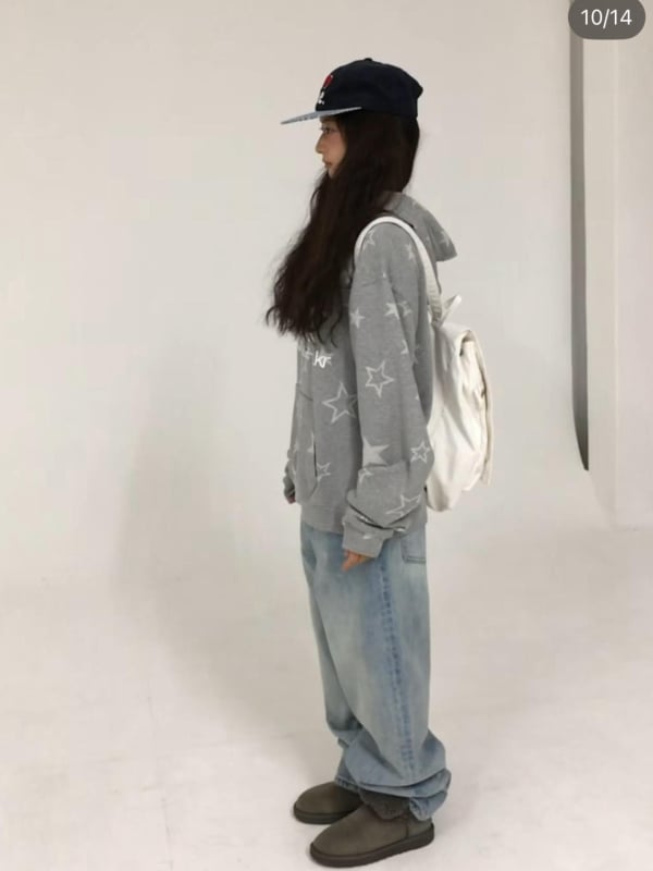 Ženski hoodie s kapuljom, slobodan kroj, 3D efektni uzorak, 95% pamuka, korejsko-japanski opušten stil