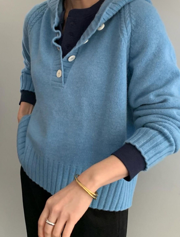 Ženski vuneni pulover s kapuljom, korejski stil, slobodan kroj, dugi rukavi