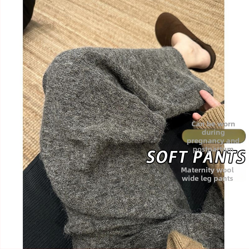 Nėščiųjų žieminės plačios kelnės, šiltos, aukštas juosmuo, medvilnės-poliesterio mišinys 95%+, tankus audinys
