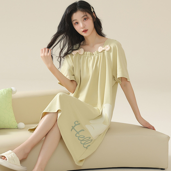 Moteriška medvilninė nakčiai vasarai — midi ilgis, apvalus kaklas, 3/4 rankovės, 100% medvilnė, kvėpuojanti