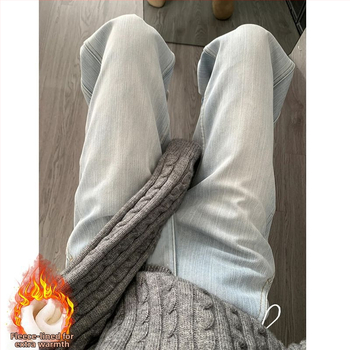 Nėščiųjų džinsinės kelnės laisvo kirpimo, 3/4 ilgio, chenille audinys, spandex iki 30%