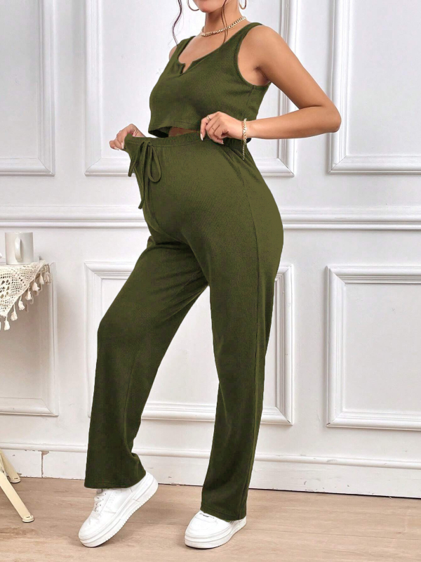 Κοστούμι εγκυμοσύνης, χωρίς μανίκια με γιλέκο και παντελόνια, πολυεστέρας, άνοιξη 2024