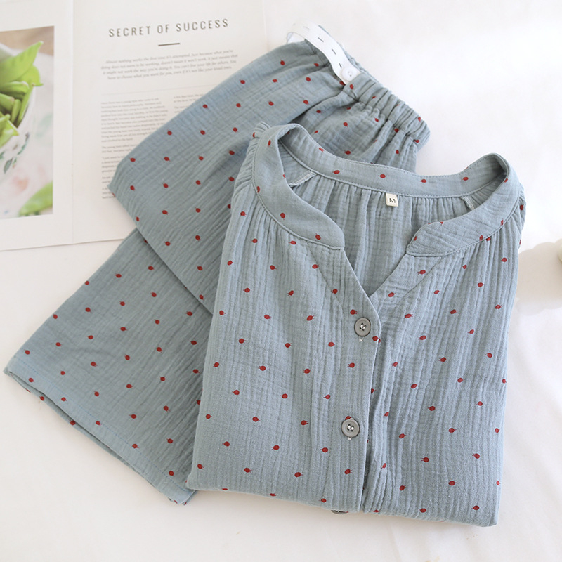 Japonų stiliaus minimalistinis nėštumo slaugos komplektas, medvilnė, ilgomis rankovėmis, kelnės, vidutinio svorio audinys