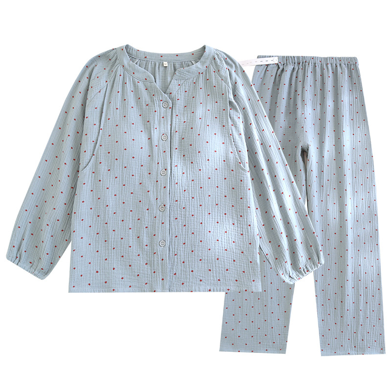 Japonų stiliaus minimalistinis nėštumo slaugos komplektas, medvilnė, ilgomis rankovėmis, kelnės, vidutinio svorio audinys