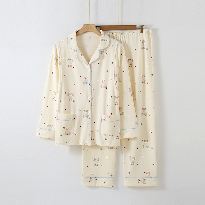 Motinystės komplektas maitinti: kardiganas su ilgomis rankovėmis, 100% medvilnė, kelnės, paprastas kasdieninis stilius