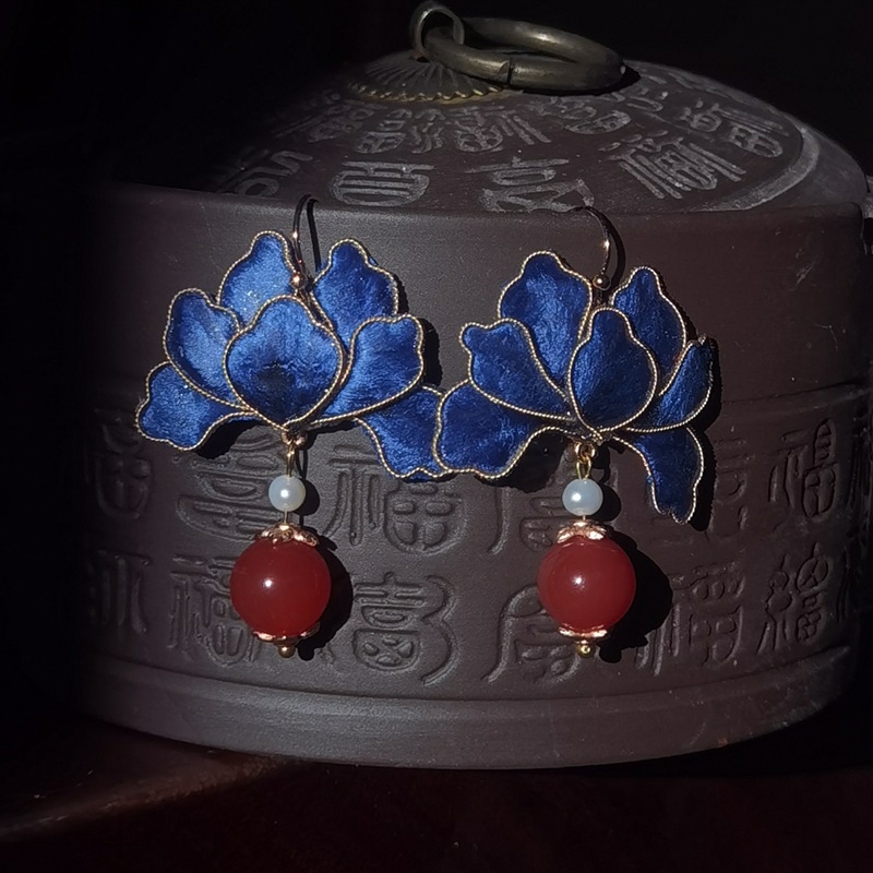Naušnice od svile, ručno izrađene filigrane, bakreni postovi, retro stil