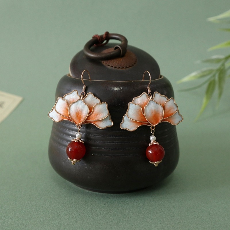 Naušnice od svile, ručno izrađene filigrane, bakreni postovi, retro stil