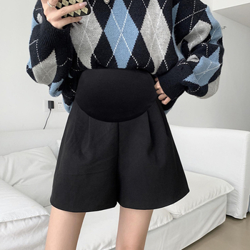 Nėštumo vilninių haremo šortų, laisvas kirpimas, pilvo parama, ilgis tris ketvirčius, vilna–poliesterio mišinys