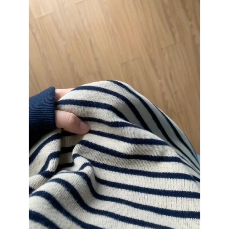 Ženski prugasti pulover bez kapuljače, slobodan kroj, okrugli izrez, dugi rukavi, gradski stil