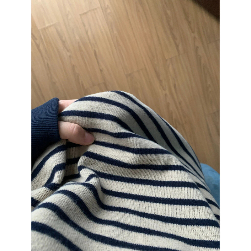 Ženski prugasti pulover bez kapuljače, slobodan kroj, okrugli izrez, dugi rukavi, gradski stil