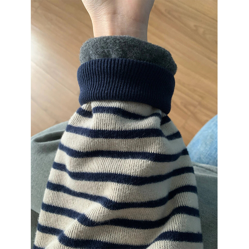 Ženski prugasti pulover bez kapuljače, slobodan kroj, okrugli izrez, dugi rukavi, gradski stil