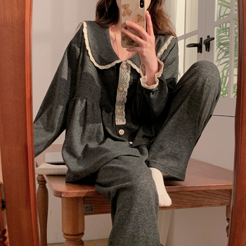 Nėščiųjų žieminis kasmirų mišinio pižama komplektas su užtrauktuku maitinti – dviejų dalių, ilgomis rankovėmis