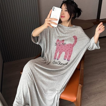 Modaliniai naktiniai su ilgomis rankovėmis, apvalus kaklas, lengvi vasaros miegamojo drabužiai, ilgas ilgis, 95–100% modal, audinio tankis 181–200 g/m², 3/4 rankovės