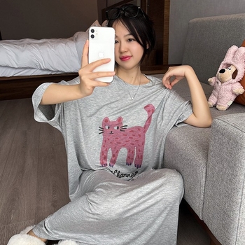 Modaliniai naktiniai su ilgomis rankovėmis, apvalus kaklas, lengvi vasaros miegamojo drabužiai, ilgas ilgis, 95–100% modal, audinio tankis 181–200 g/m², 3/4 rankovės