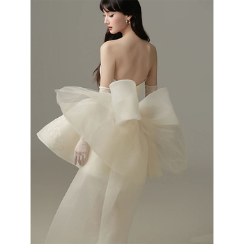 Вечерна рокля с А‑линия, горна част без презрамки, висока талия, полиестерен плат