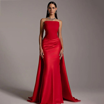 Rochie de seară fără bretele, siluetă sirenă, lungă, poliester, pentru petreceri, talie la nivel mediu, fără mâneci