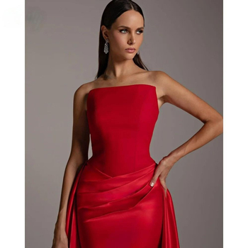 Rochie de seară fără bretele, siluetă sirenă, lungă, poliester, pentru petreceri, talie la nivel mediu, fără mâneci