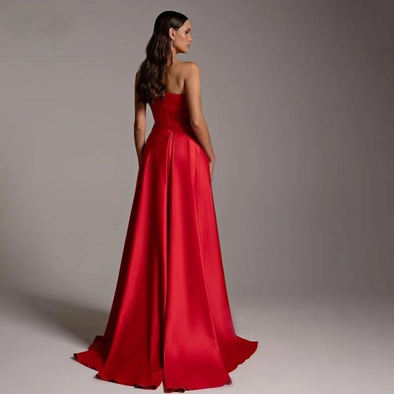 Rochie de seară fără bretele, siluetă sirenă, lungă, poliester, pentru petreceri, talie la nivel mediu, fără mâneci