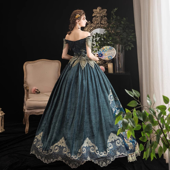 Rochie de scenă, în stil palat european, cu un singur umăr, din satin cu elastan, pentru teatru, primăvara 2025