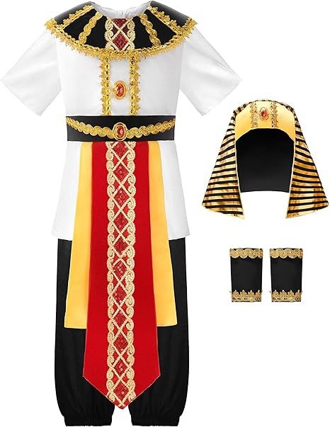 Costum de prinț egiptean pentru scenă – Unisex, Poliester, conținut poliester 90–95%, Primăvara 2025, pentru vârsta 18–24