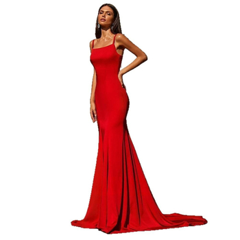 Mrežasta večernja haljina, A-kroj, duga suknja s ribljim repom, duboki V izrez, 3/4 rukavi