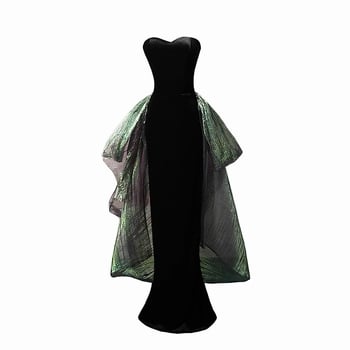 Bez plecu vakara kleita ar fishtail siluetu, gara, ar noņemamu šleifu; audums: samts; galvenā auduma sastāva daļa: citi; galvenās sastāvdaļas īpatsvars: 30–50%; gads/sezona: pavasaris 2024